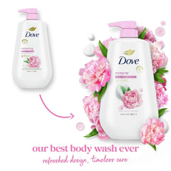 Dove Body Wash for Women Moisturizing Renew Peony & Rose Oil Cleanser All Skin, 30.6 oz with Pump
