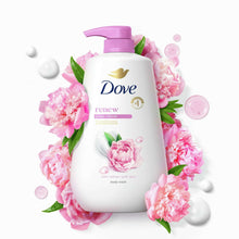 Dove body wash bottle with purple pump, peony & rose scent, 30.6 oz