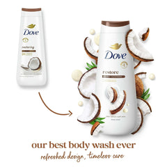 Dove Body Wash for Women Moisturizing Restore Coconut & Cocoa Butter Cleanser All Skin, 20 oz