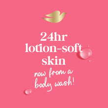 Body wash 24 hr lotion-soft skin graphic with pink droplets