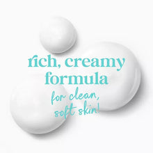 Dove body wash rich, creamy formula graphic for clean, soft skin