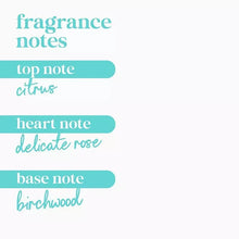 Body wash fragrance notes: top citrus, heart delicate rose, base birchwood