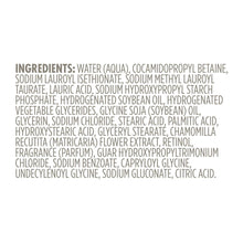 Body wash ingredient label with dense ingredient text on a white panel