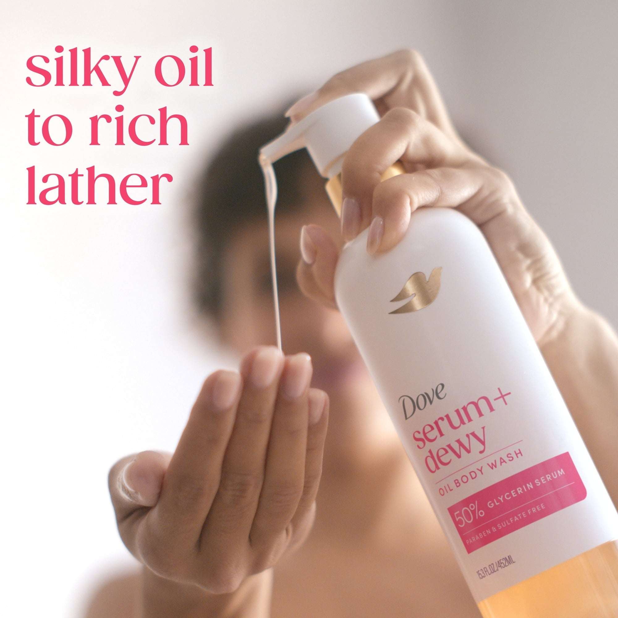 Dove Coconut & Geranium Oil Body Wash for Women Serum + Dewy for Hydrated & Repaired Skin, 15.3 fl oz