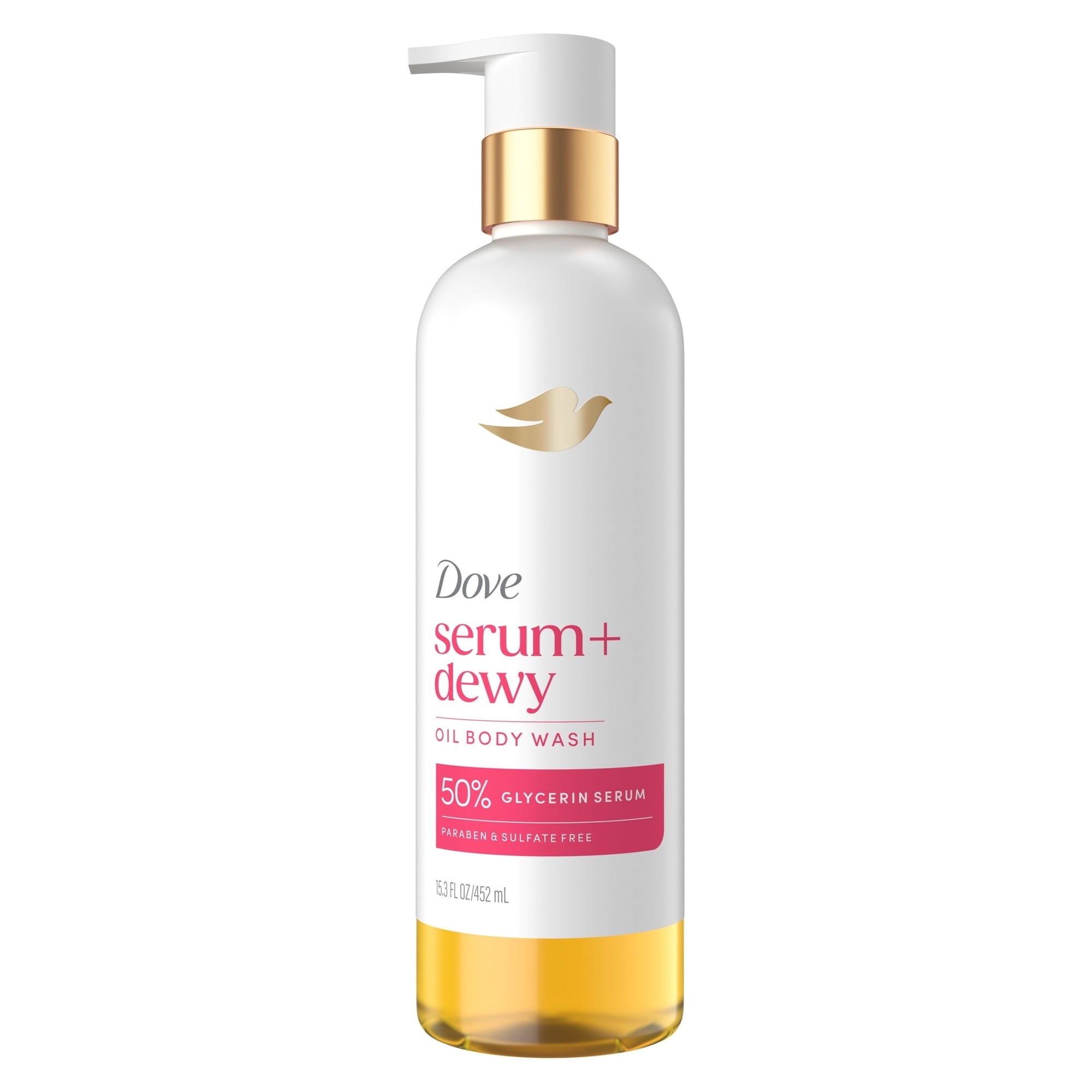Dove Coconut & Geranium Oil Body Wash for Women Serum + Dewy for Hydrated & Repaired Skin, 15.3 fl oz
