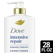Dove intensive repair conditioner bottle with gold pump and 28 fl oz front label