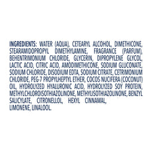 Ingredients list text on Dove daily moisture conditioner package