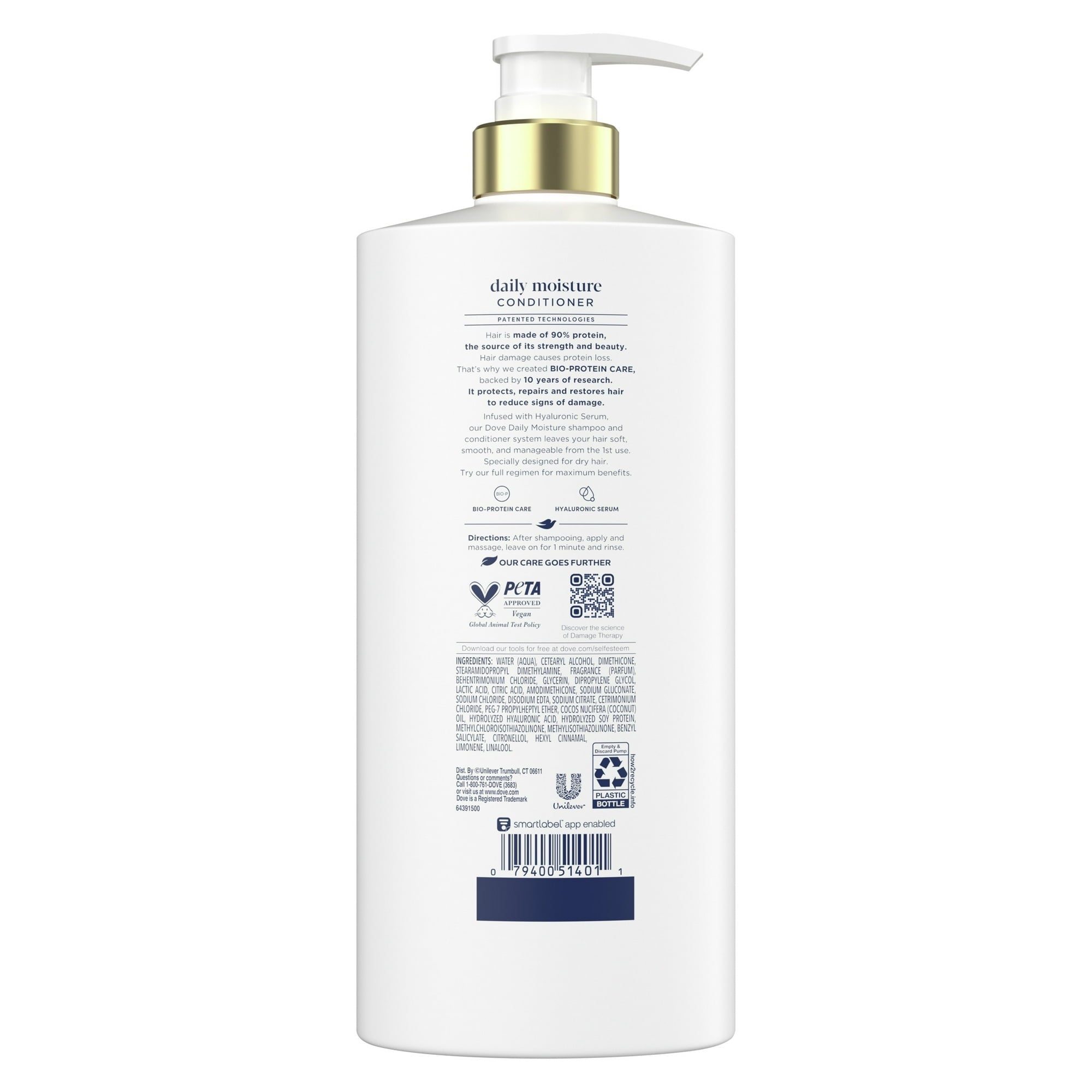Dove Daily Moisture Conditioner for Smoothness, with Hyaluronic Acid, 28 fl oz