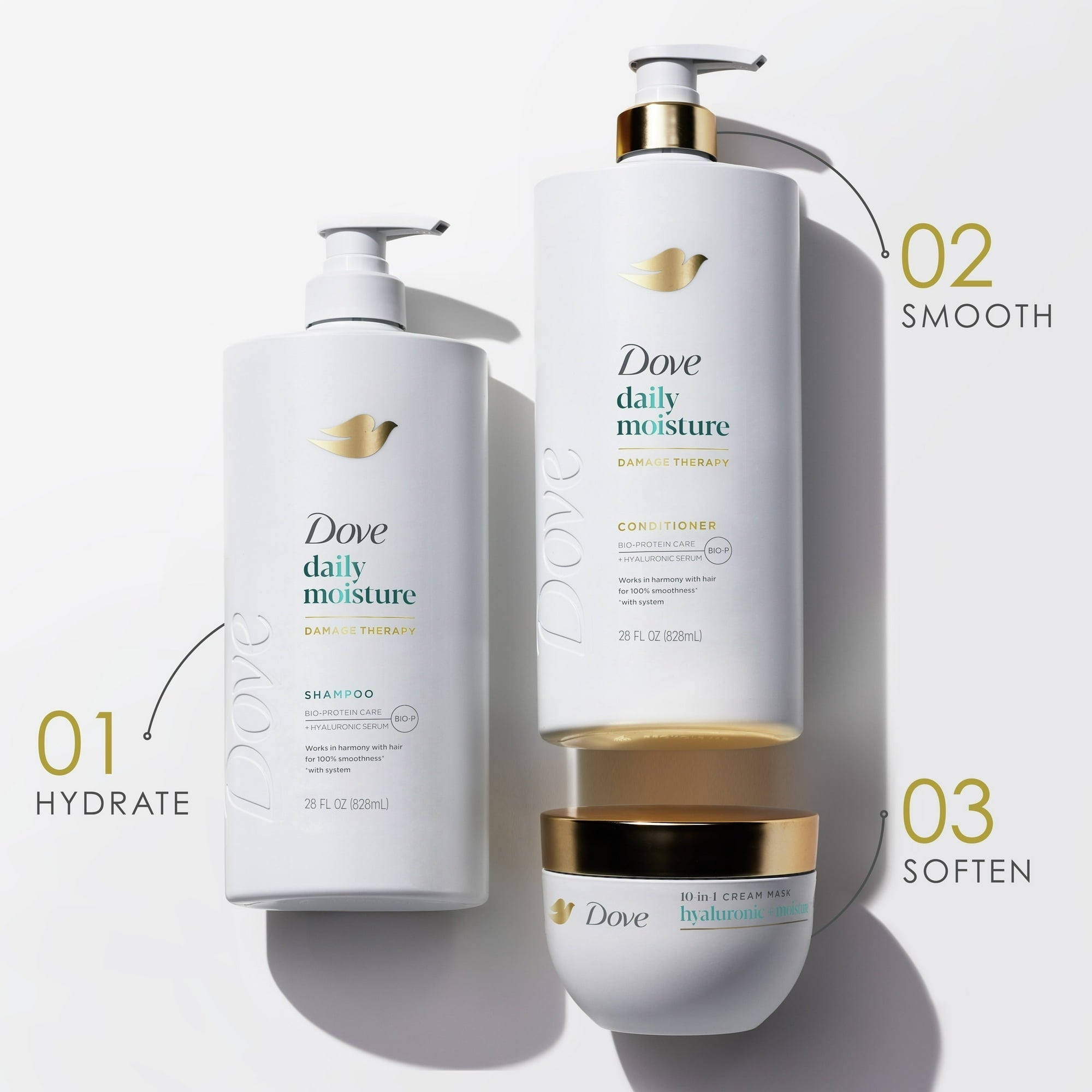 Dove Daily Moisture Conditioner for Smoothness, with Hyaluronic Acid, 28 fl oz