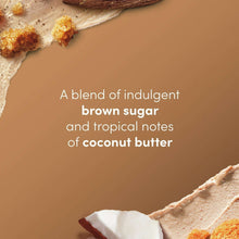 Dove body scrub jar with brown sugar and coconut butter scent, jar and ingredient blend