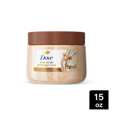 Dove body scrub jar with brown sugar and coconut butter scent, 15 oz, front view