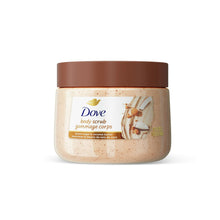 Dove body scrub jar with brown sugar and coconut butter scent, 15 oz, brown lid