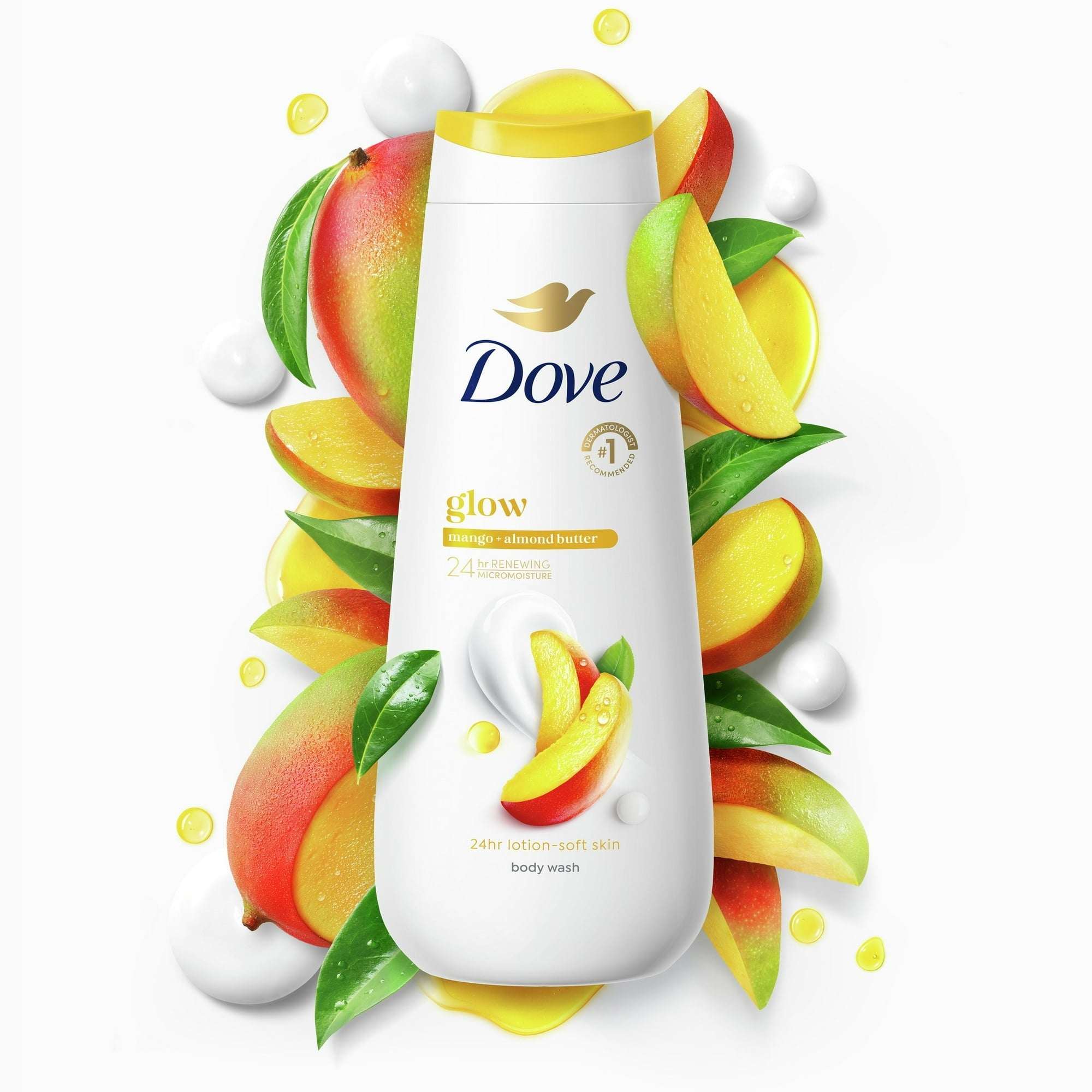 Dove Glowing Gentle Body Wash for Women Mango & Almond Butter, 20 oz