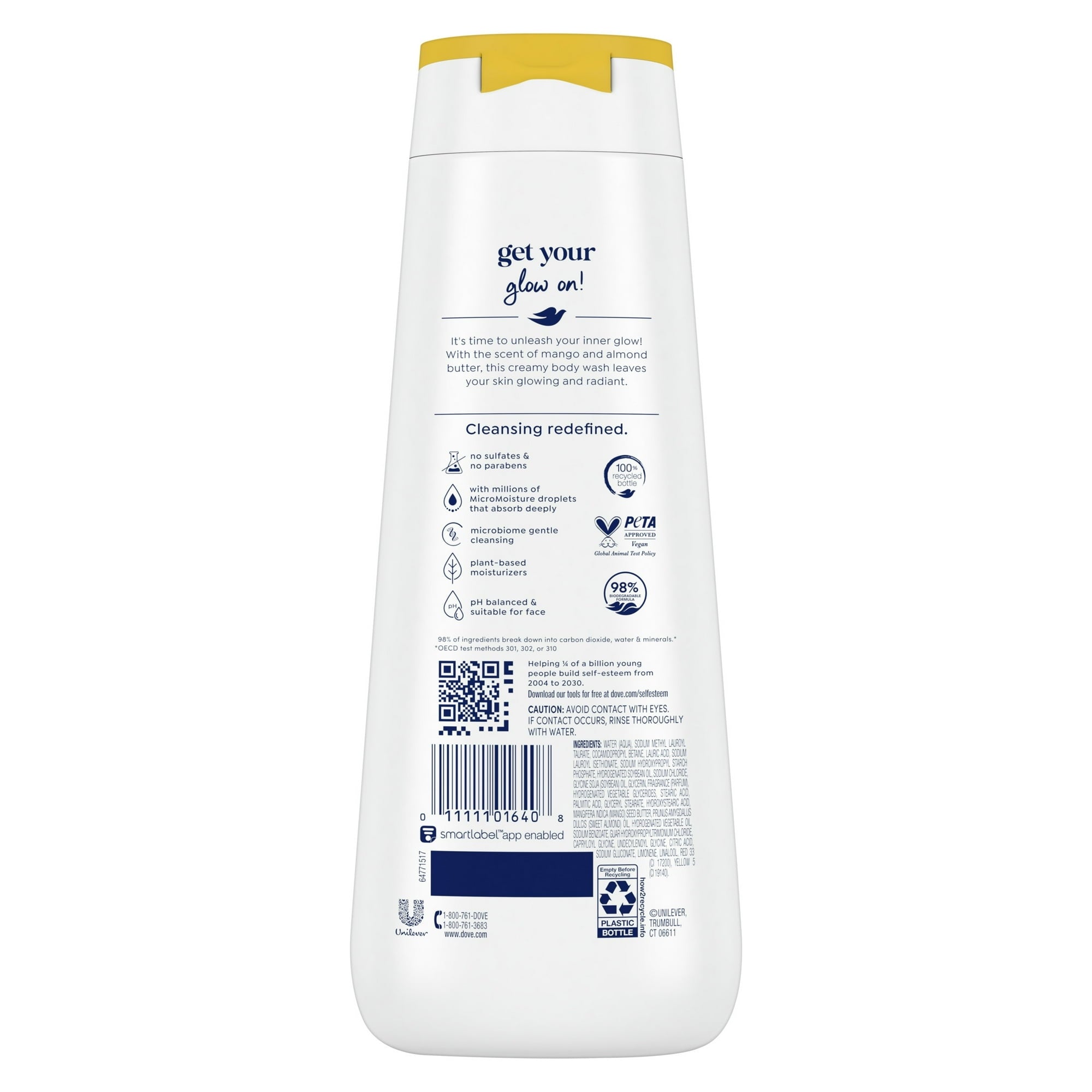 Dove Glowing Gentle Body Wash for Women Mango & Almond Butter, 20 oz