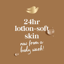 Body wash 24hr lotion-soft skin graphic with bubbles and droplet accents