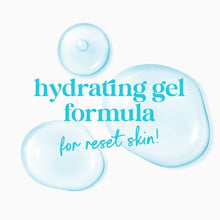 Hydrating gel formula graphic with light blue gel blobs