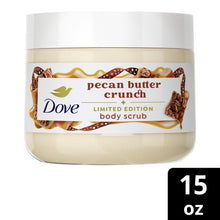Dove pecan butter crunch body scrub jar with “15 oz” size badge