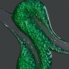 Thick green body wash gel texture with bubbles, close-up