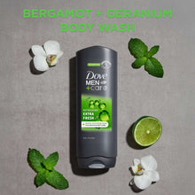 Men's extra fresh body wash bottle, dark gray with green front label