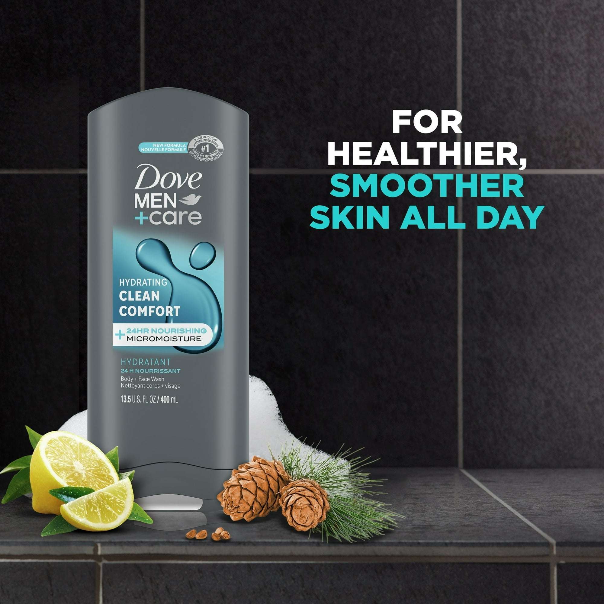 Dove Men+Care Daily Use Face & Body Wash for Men Clean Comfort All Skin, 13.5 oz