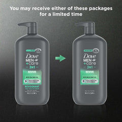 Dove Men+Care Invigorating Revive 3-in-1 Body Face & Hair Wash for Men All Skin, 30 oz