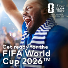 FIFA World Cup 2026 promotional banner for Dove Men+Care Moon Oasis body wash