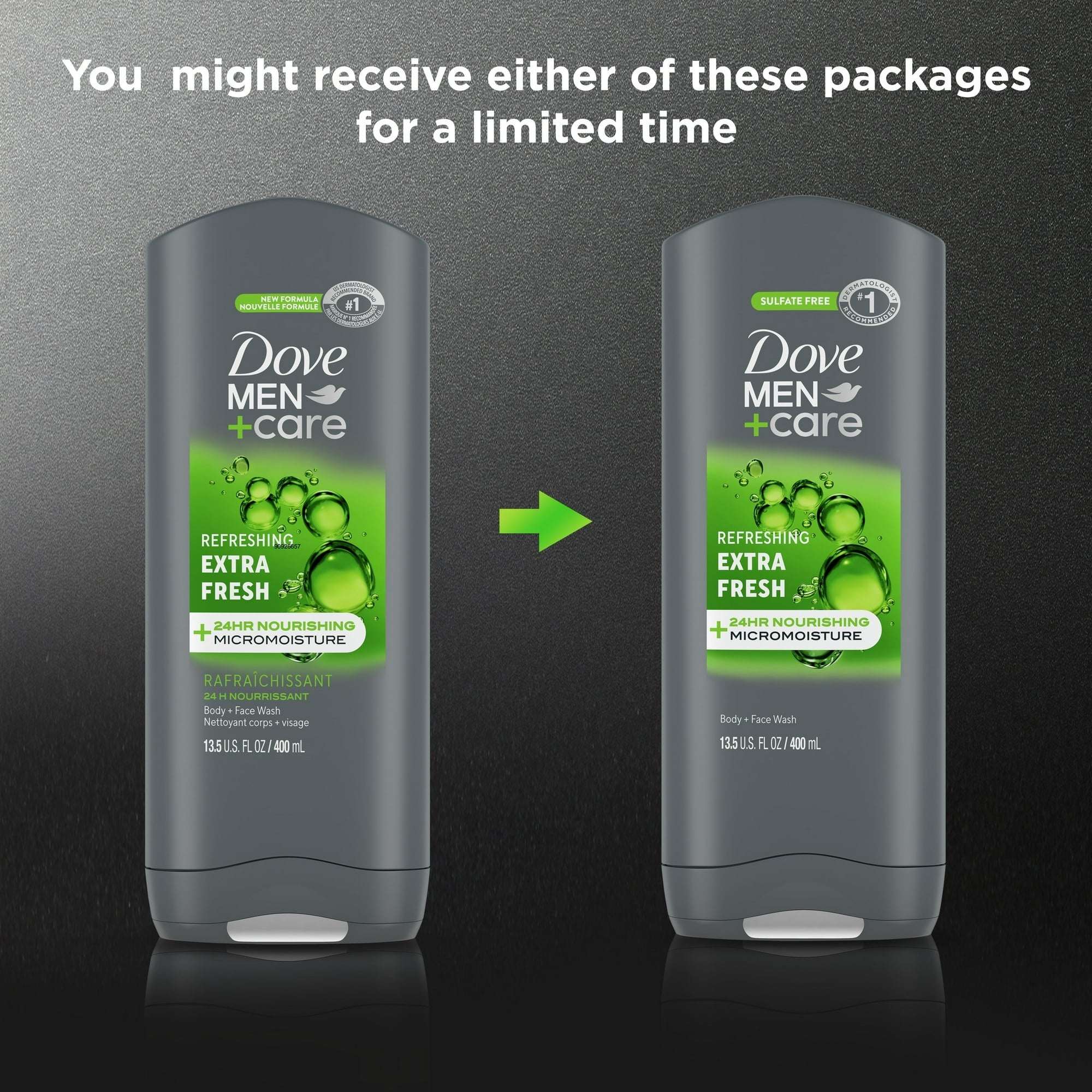 Dove Men+Care Refreshing Daily Use Face & Body Wash for Men All Skin Type, 13.5 oz