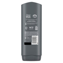 Men's body wash bottle back panel with ingredient and barcode information