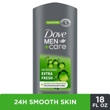 Extra Fresh men body wash bottle with sulfate-free badge and 18 fl oz marking