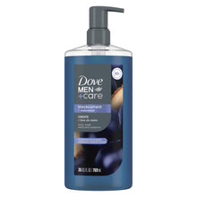 Dove Men+Care body wash bottle with blackcurrant scent, 26 fl oz