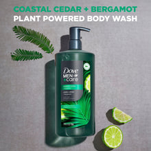Dove Men+Care coastal cedar + bergamot body wash bottle with citrus slices