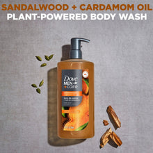 Dove Men+Care sandalwood and cardamom oil body wash bottle with pump