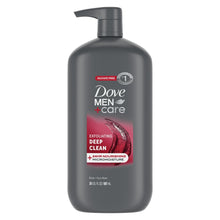 Dove Men+Care exfoliating deep clean body wash bottle with pump, 30 fl oz