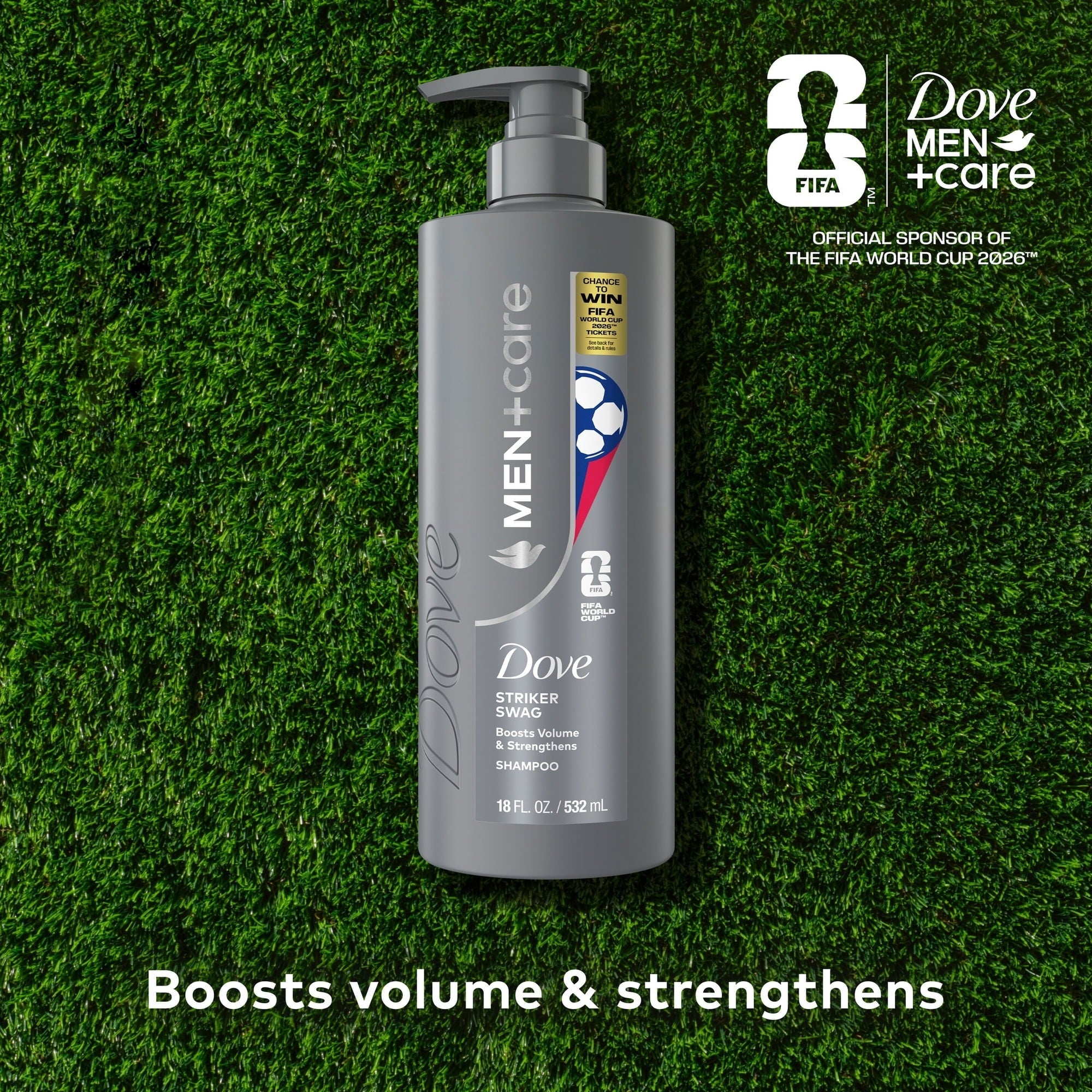 Dove Men+Care Hair Care To Boost Volume & Strengthen Hair Striker Swag With A Chance To Win FIFA WORLD CUP 2026 ™ Tickets, 18 fl oz  (PACK OF 3 )