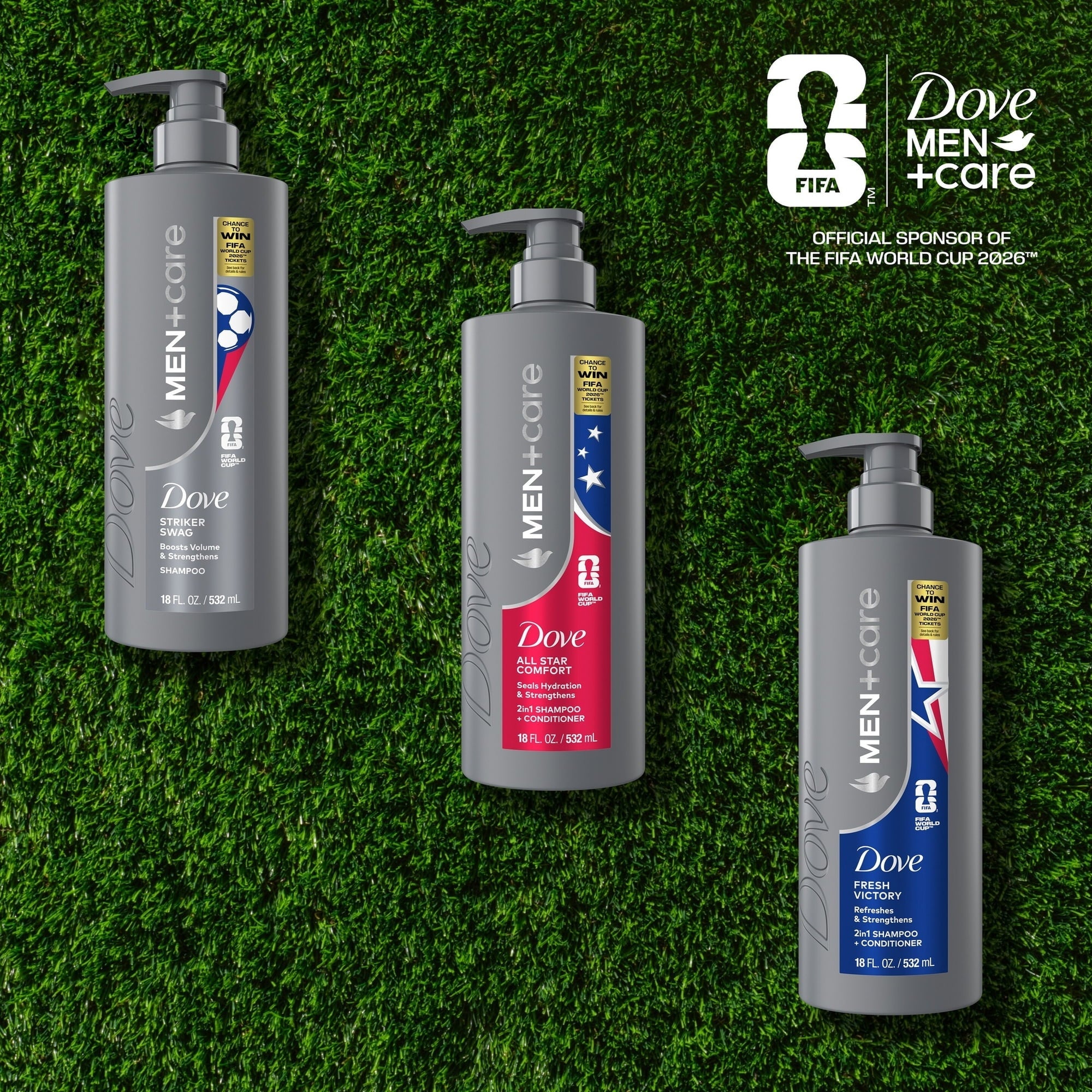 Dove Men+Care Hair Care To Refresh & Strengthen Hair Fresh Victory With A Chance To Win Fifa World Cup 2026 ™ Tickets, 18 fl oz (PACK OF 4 )