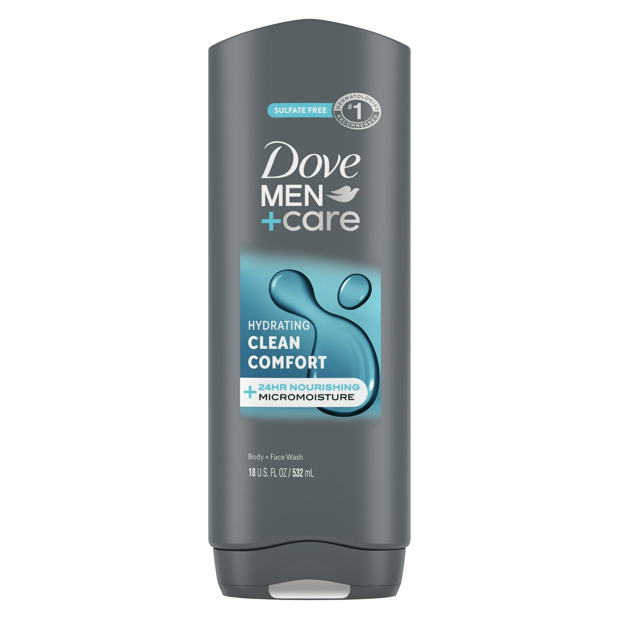 Dove Men+Care Hydrating Gentle Face & Body Wash for Men Clean Comfort All Skin, 18 oz