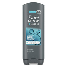 Dove Men+Care Clean Comfort body & face wash, gray bottle, 18 fl oz