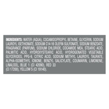 Body wash ingredients list on Dove Men+Care back label