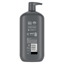 Dove Men+Care 3-in-1 Revive wash bottle back view with pump, dark gray