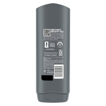 Dove Men+Care Moon Oasis body & face wash bottle back label with barcode and QR