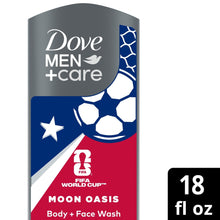 Dove Men+Care Moon Oasis body & face wash front label with FIFA World Cup logo