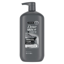 Dove Men+Care charcoal + clay face and body wash pump bottle, dark gray
