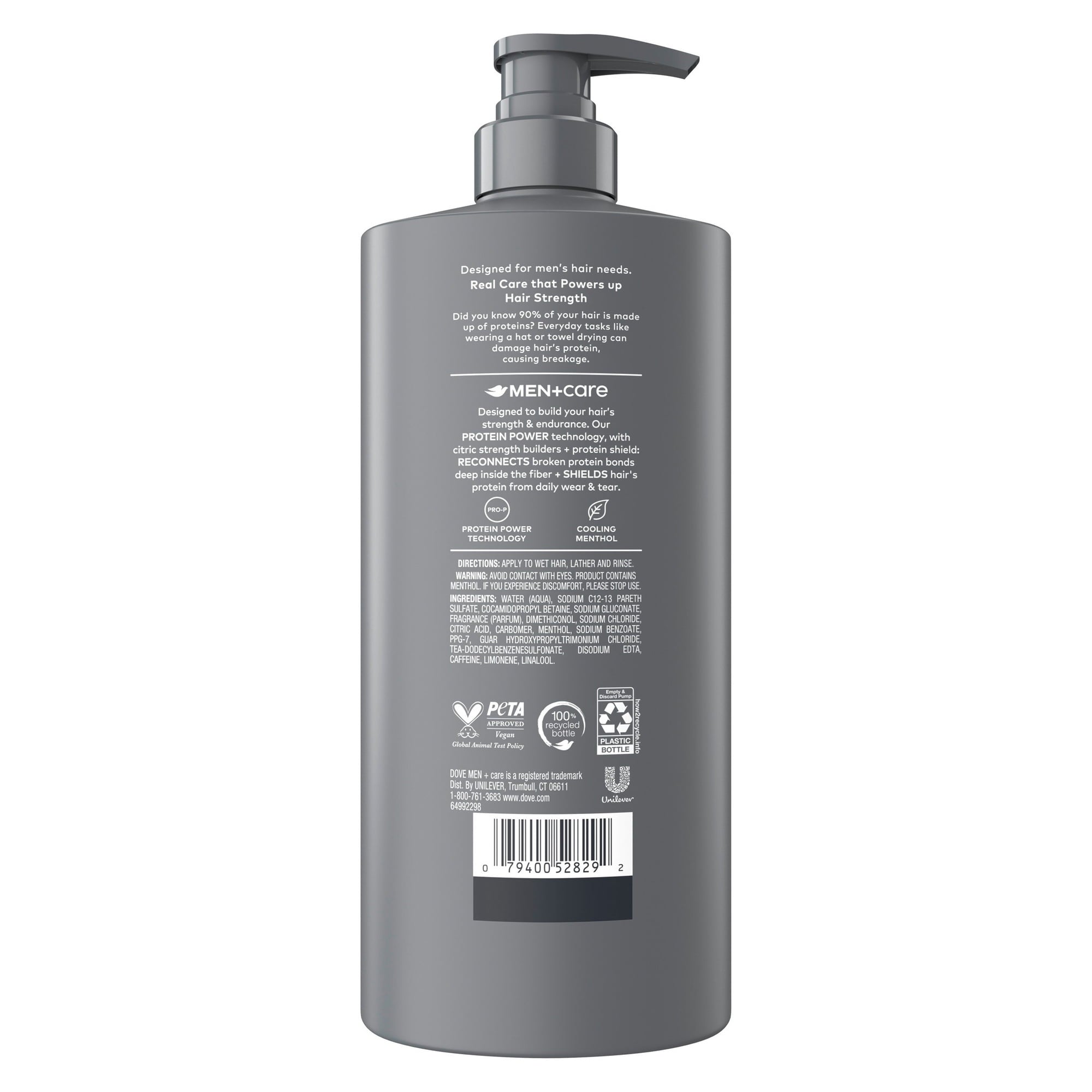 Dove Men+Care Shampoo Builds Hair Strength, Thick & Strong, with Calcium, 28 fl oz