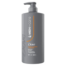 Dove Men+Care shampoo bottle with pump, Thick & Strong + Calcium, 28 fl oz