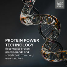 Shampoo protein power technology promotional graphic with DNA illustration