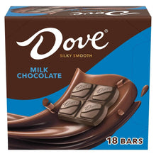 Milk chocolate candy bar box with Dove logo and 18-count label