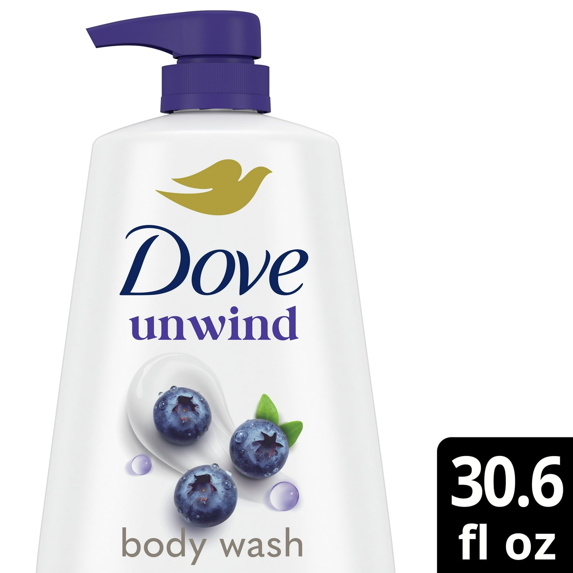 Dove Moisturizing Body Wash Unwind Blueberry & Moon Milk, 30.6 oz