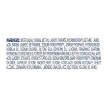 Gentle body wash ingredients label on bottle