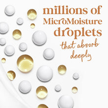 Body wash micro moisture drop graphic with gold and white droplets