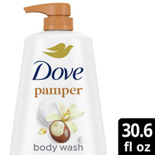 Dove pamper body wash bottle with brown pump, 30.6 fl oz, shea butter & vanilla